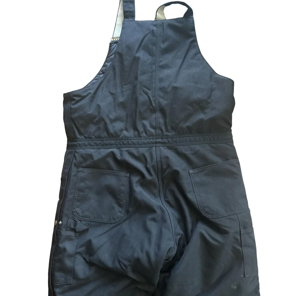 Carhartt Bib Overalls Mens Black Insulated Canvas Workwear Quilt Lined 40x32